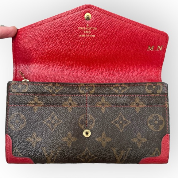 LOUIS VUITTON Monogram Portefeuille Sarah Retiro Long Bifold Wallet, Red - Picture 13 of 15